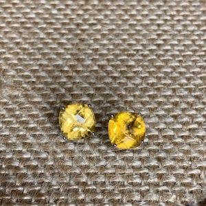 Checkerboard cushion cut 8 mm citrine earrings